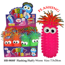 Funny Flashing Fluffy Worm Puffer Ball Toy